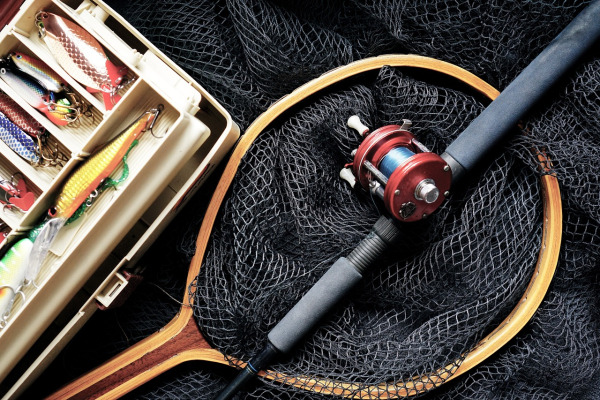 fishing reel closeup metal